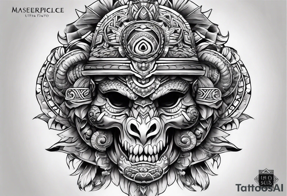 aztec snake sleeve tattoo idea