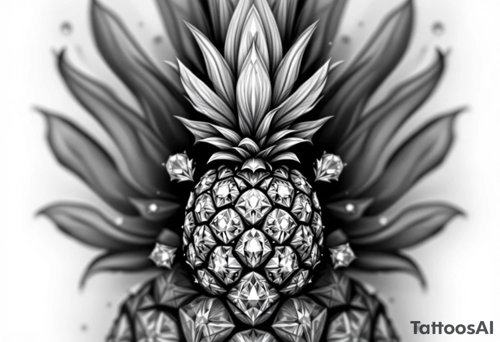 pineapple with diamonds and magestic, crown, pubic, vagina, anus, tattoo idea