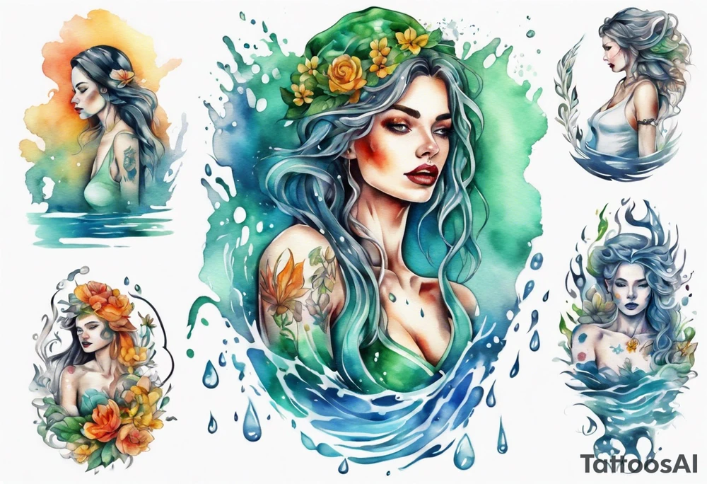 a beautiful woman made out of water tattoo idea