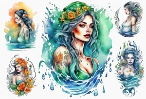 a beautiful woman made out of water tattoo idea