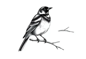 male eurasian blackbird sitting on a branch tattoo idea