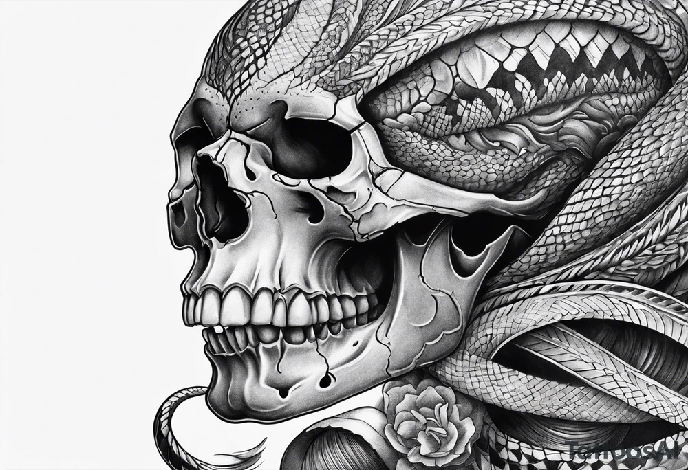 Viper Going Through Skull tattoo idea