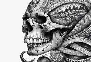 Viper Going Through Skull tattoo idea