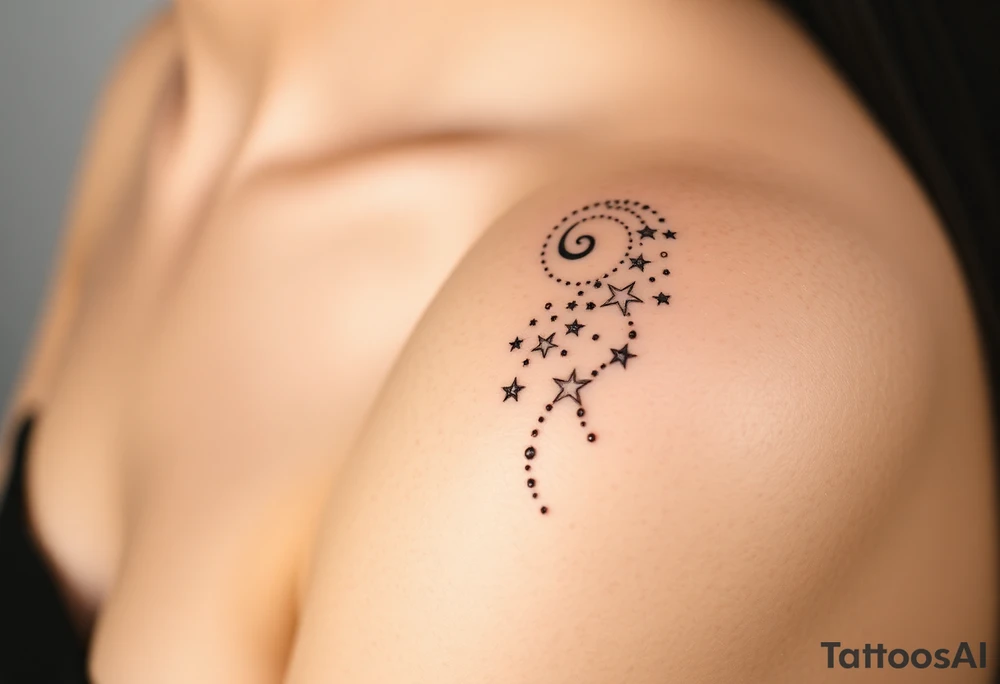 Cascade of stars swirl tattoo idea