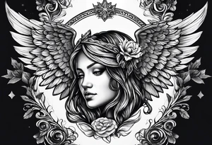 acorn with angel wings and halo tattoo idea