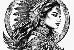 Mexican inspired Tattoo that incorporates love for family and importance of building wealth. Include elements of the pacific northwest tattoo idea