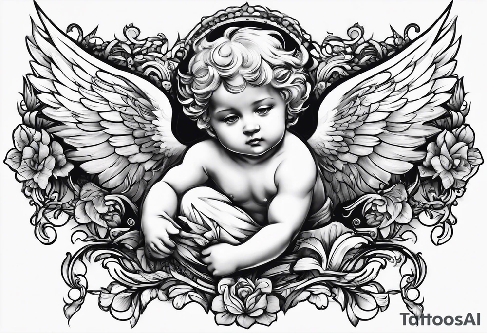 Cherub flying tattoo idea