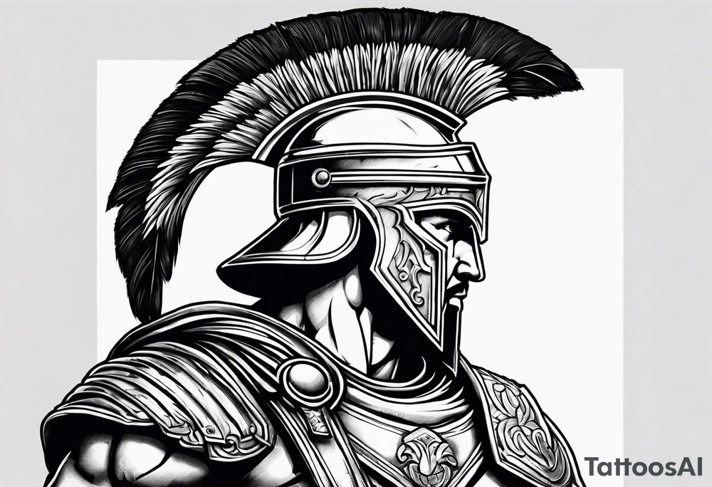 Side profile Spartan Solider ancient roman city far away tattoo idea Side profile Spartan Solider ancient roman city far away tattoo idea