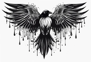 Black crows spreading wings and dripped in blood tattoo idea