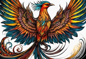 russian firebird in-flight with very long fancy tail "Isaiah 43: 18-19" tattoo idea