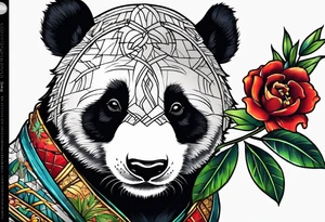 Cute panda only face with bamboo tattoo idea