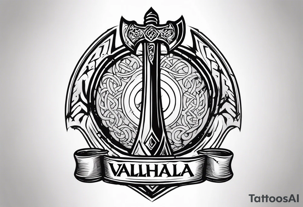 Valhalla viking shield axe sword warrior tattoo idea