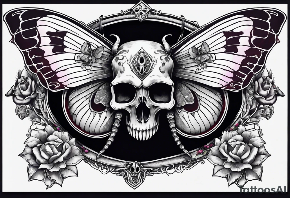 Death moth with rams skull tattoo idea