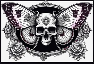 Death moth with rams skull tattoo idea