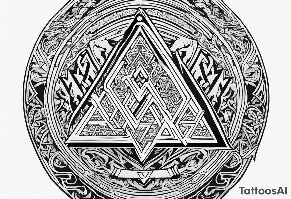 Valhalla sword shield dragon axe Valknut tattoo idea