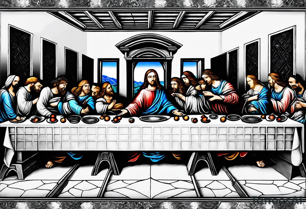 The last supper by davinci made out of astronauts tattoo idea