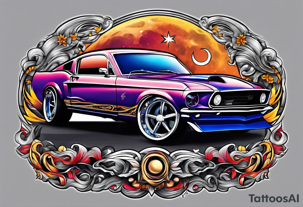 sacred moon
Muscle mustang car tattoo idea