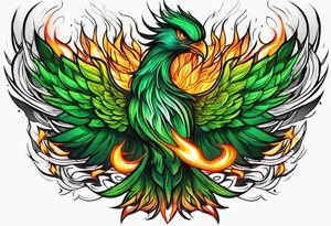 Phoenix Bright colours rising from green flames that destroyed it no green tattoo idea