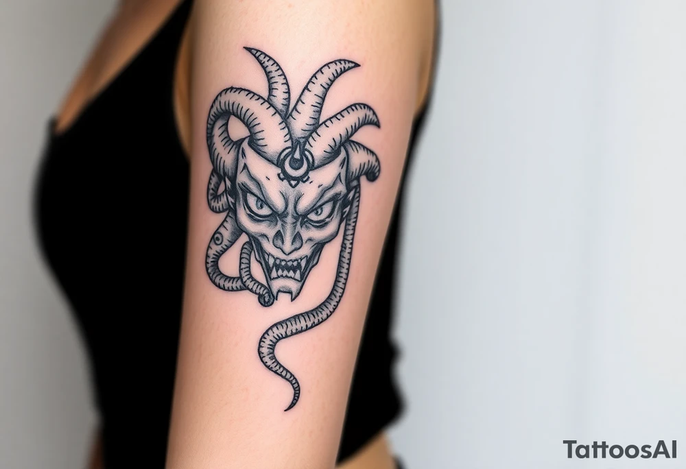 Medusa with white eyes tattoo idea