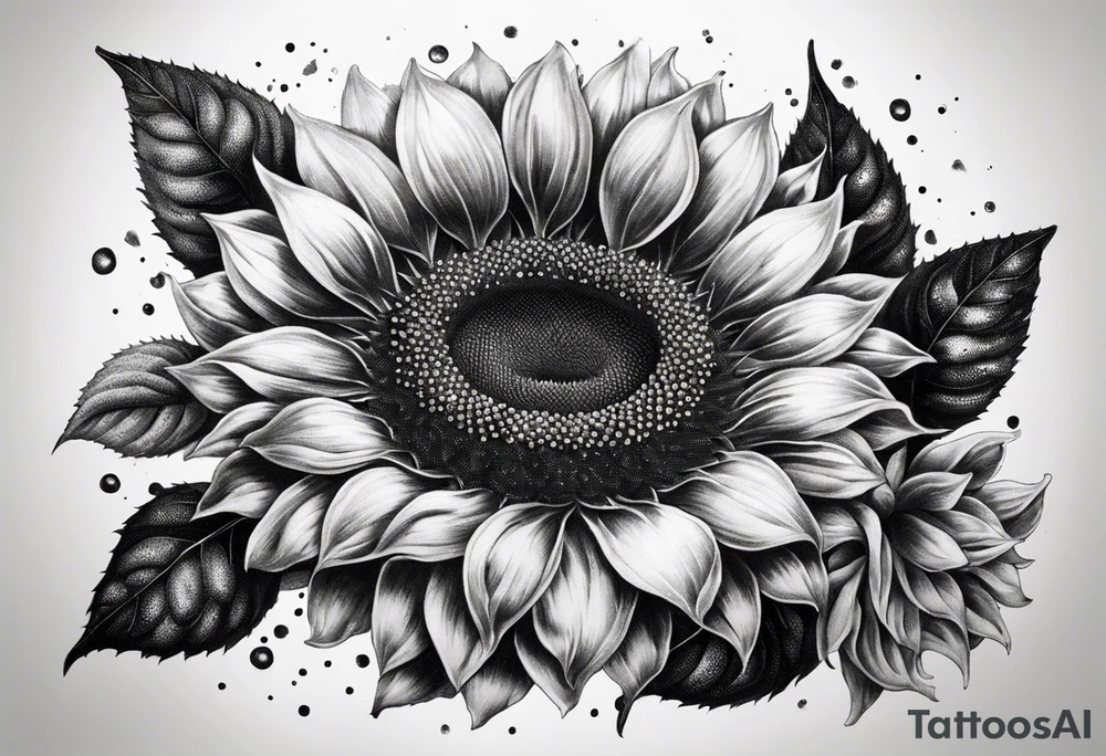 Realistic Horseshoe around a sunflower tattoo idea
