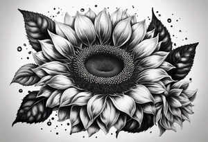 Realistic Horseshoe around a sunflower tattoo idea