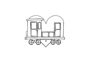 A train with carriages in the shape of a heart tattoo idea