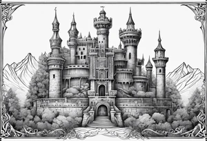 Labyrinth Castle with bell tattoo idea