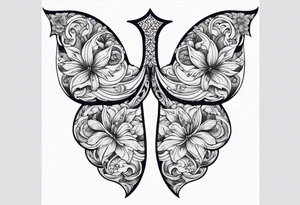 Ornament of flowers forming a the shape of a lung tattoo idea