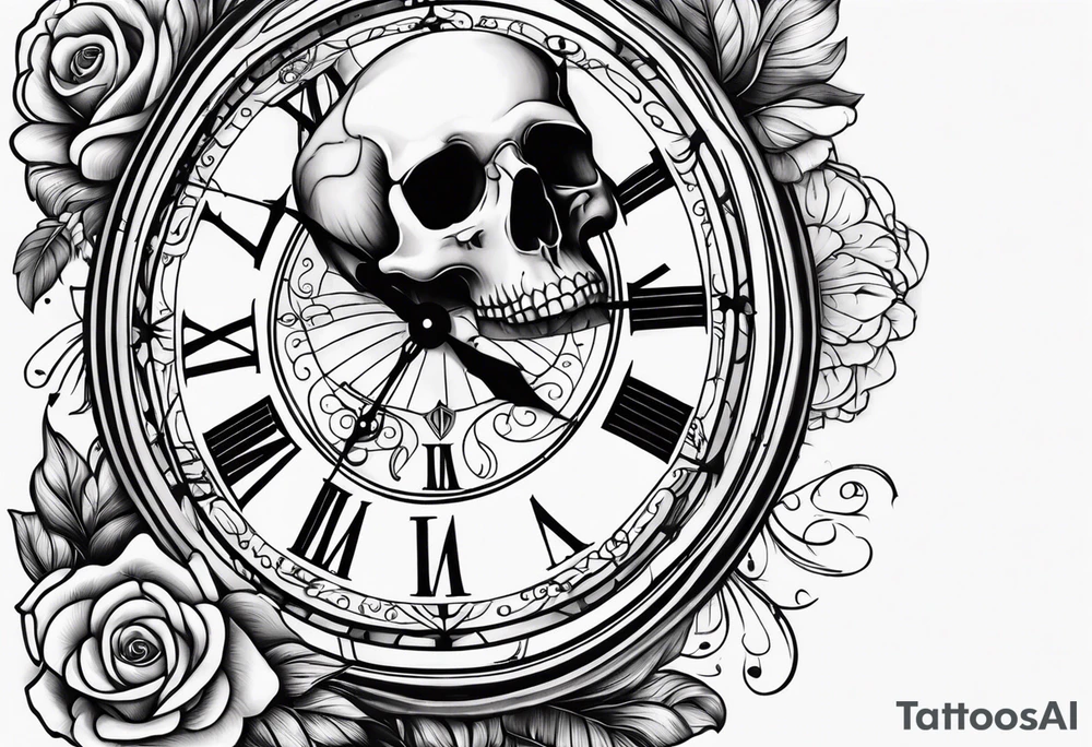 Momento mori tatoo with Italian style clock tattoo idea