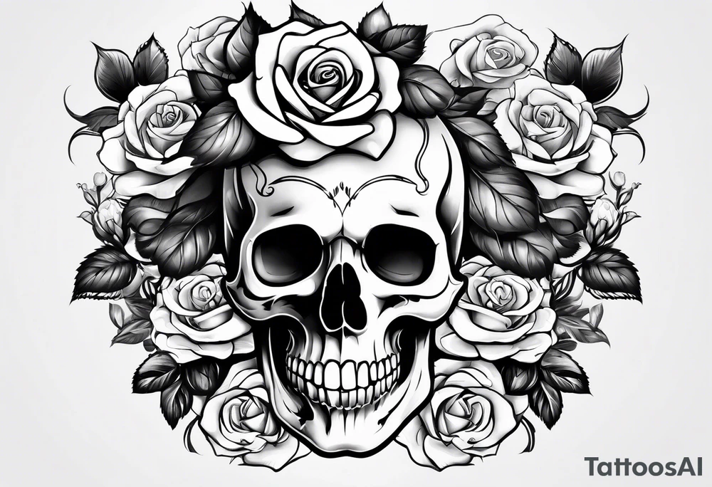 skull and roses tattoo idea