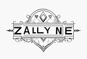 the name Zaqlyne with a tiny heart after it tattoo idea