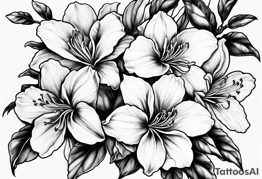 5-petal azaleas along a long branch tattoo idea