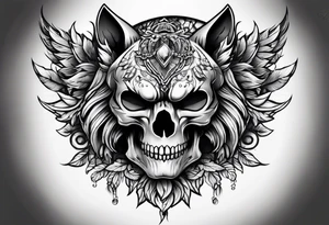 Skull wolf tattoo idea