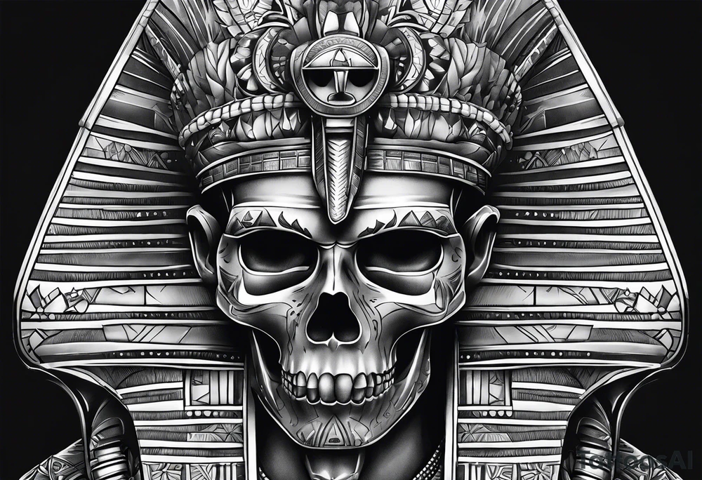 pharaoh skull realistic tattoo idea