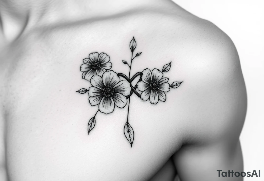 January December July birthday flower infinity flower tattoo idea