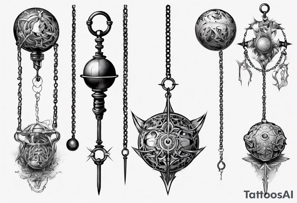 ball mace on a chain tattoo idea