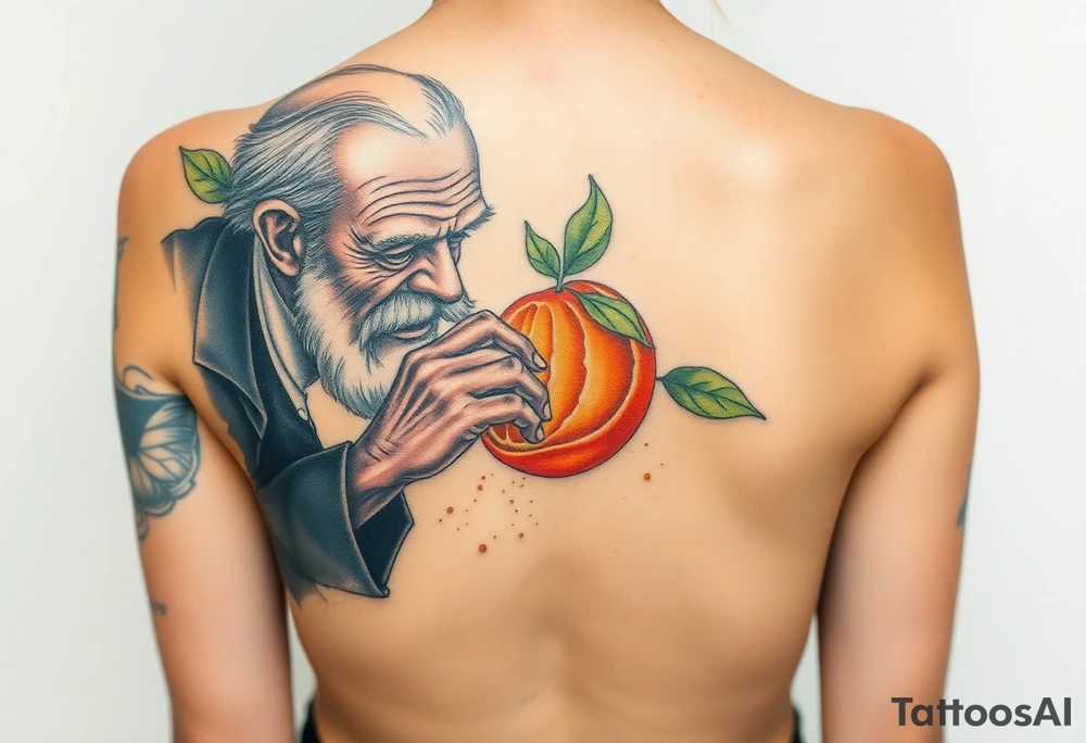 Grandfather peeling an orange tattoo idea