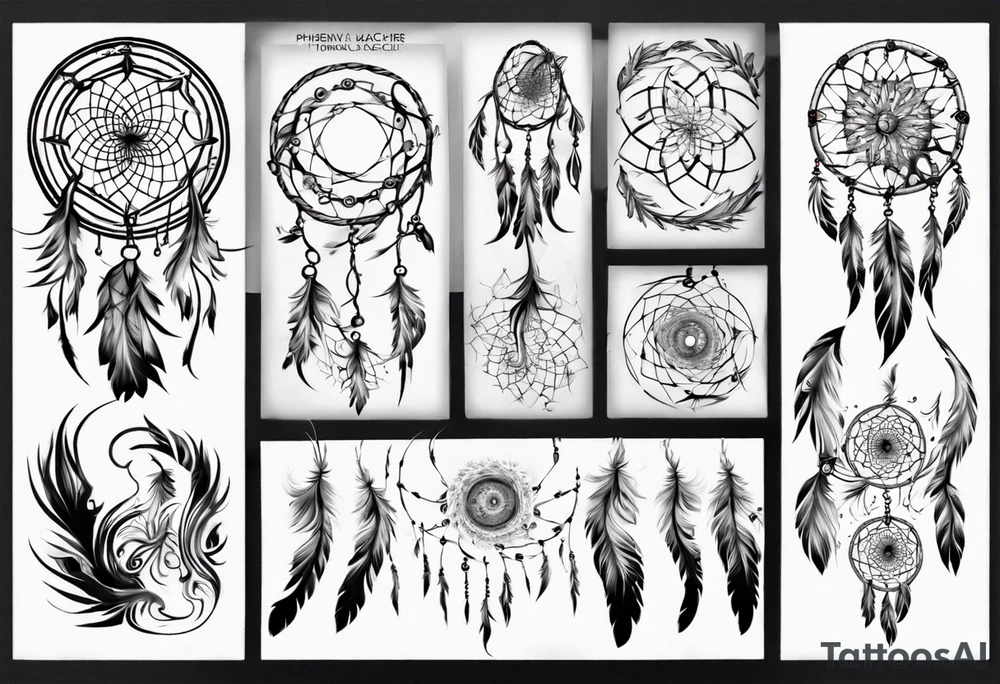 Phoenix swirly dream catcher abstract tattoo idea