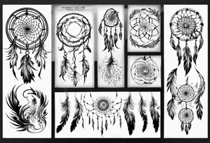 Phoenix swirly dream catcher abstract tattoo idea