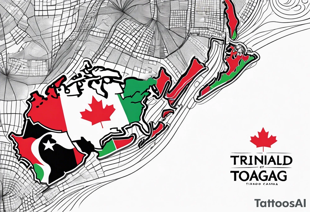 Merger of Trinidad & Tobago and Canada maps tattoo idea