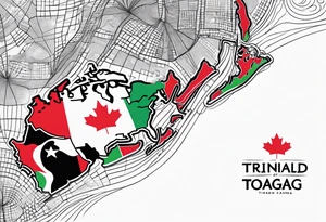 Merger of Trinidad & Tobago and Canada maps tattoo idea