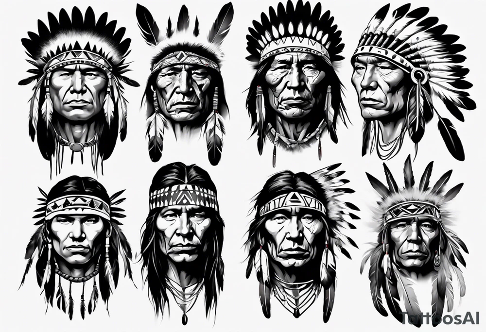Native American face realism tattoo idea