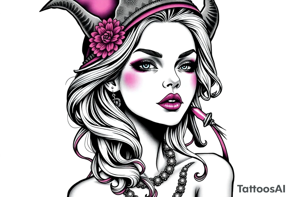Evil Witch young woman tattoo idea