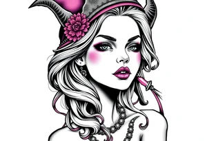 Evil Witch young woman tattoo idea