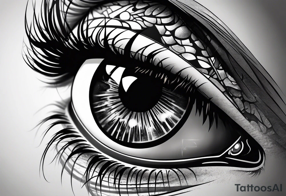 big eyes with lighting tattoo idea