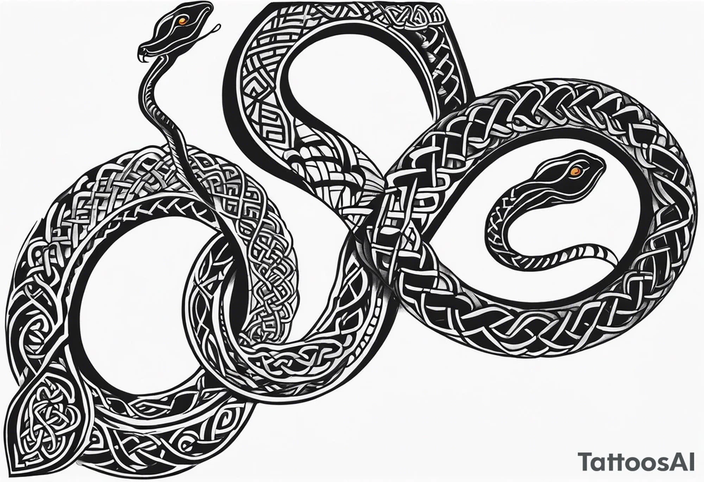 Celtic style snake forearm wrap tattoo idea