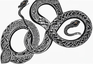 Celtic style snake forearm wrap tattoo idea