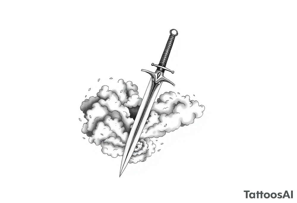 Half sleeve. clouds, sword tattoo idea