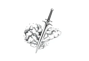 Half sleeve. clouds, sword tattoo idea