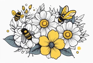 Bees and flowers tattoo idea